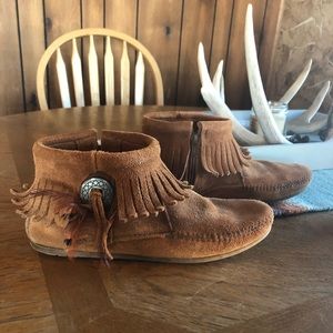 Minnetonka fringe moccasin booties